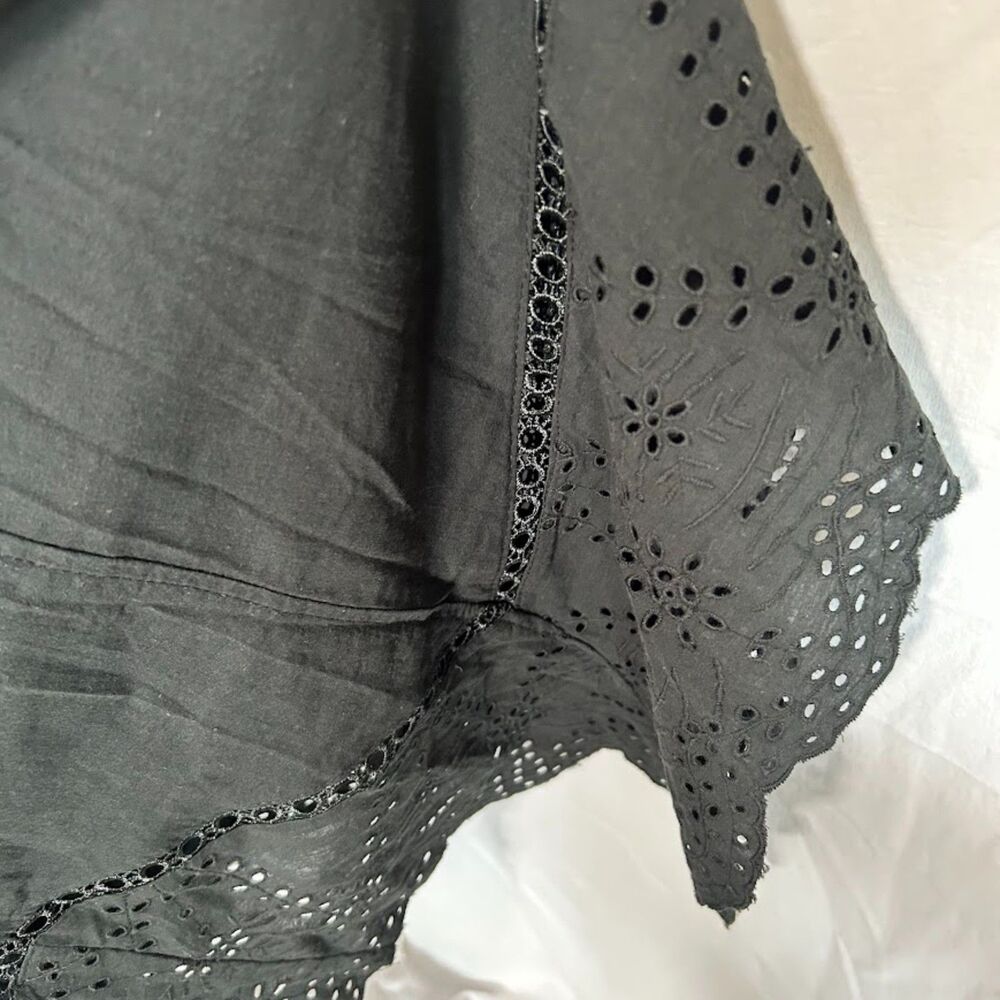 Whimsigoth Black Cotton Lace Handkerchief Hem Midi Dress Universal Thread Small - Picture 8 of 16